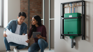 Obraz pokazujący wstawianie umywalki łazienkowej